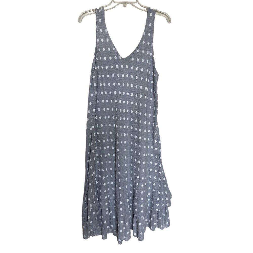 100% Lin Blanc Womens Linen Blend‎ Dress Size 40 Gray White Sleeveless Lagenlook
